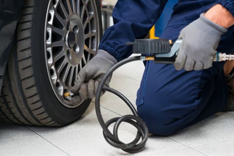 New tyres being fitted at Knypersley Garage in Knypersley, Biddulph